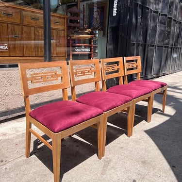 It's All Greek to Me | Set of Four Mid-century Dining Chairs With Greek Key Design