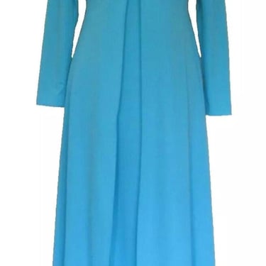 Maxi Dress & Duster Coat, 60s/70s, Small Women, Turquoise Dress, Long Coat Women, Vintage Outfit 