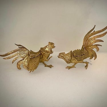 Brass Fighting Roosters 