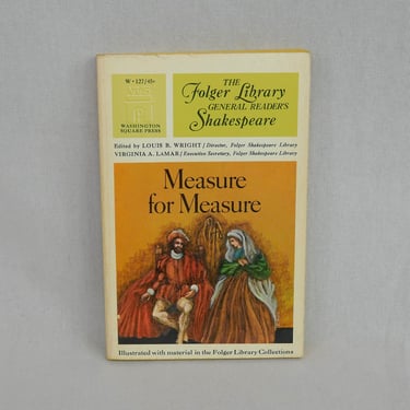 Measure for Measure by William Shakespeare - 1965 Folger Library Edition - Vintage Play - Drama Book 