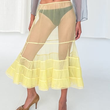 Vintage Yellow Sheer Tulle Skirt (XS-M)