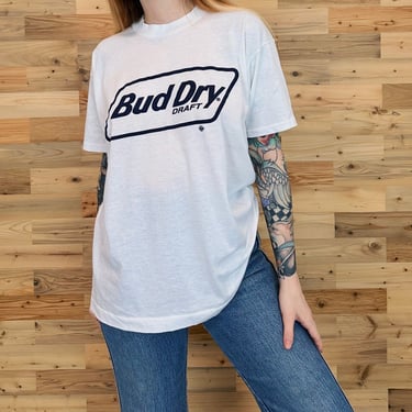 80's Bud Dry Draft Beer Vintage Light and Soft Tee Shirt 