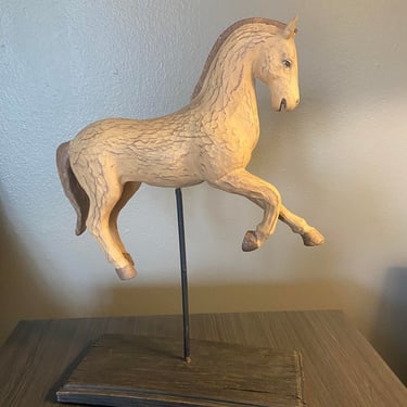 Wooden Sculpture- Hand Carved -Horse Statue- 