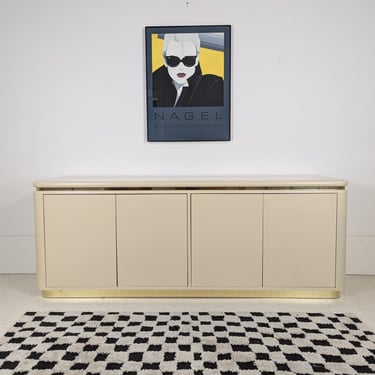 Postmodern Lacquered Cream & Gold 4 Door Credenza