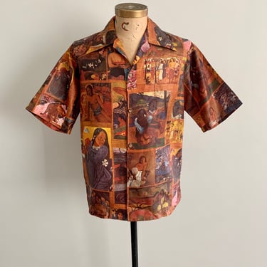 1950s Ross Sutherland Honolulu Gauguin print Hawaiian shirt. Size L 