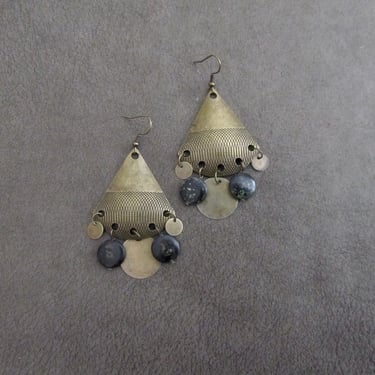 Chandelier earrings, bohemian boho shell earrings, ethnic statement earrings, bold earrings, unique gypsy earrings, mother of pearl 291 
