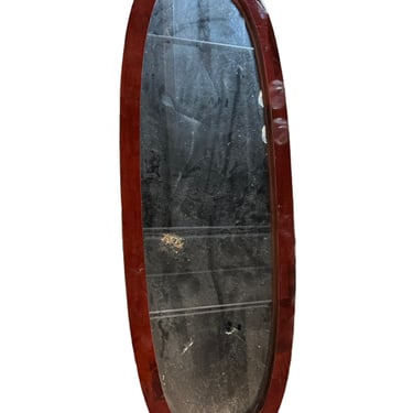 Vintage Long Oval Cherry Wood Framed Mirror EK221-139