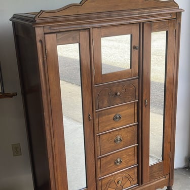 Antique Chiffarobe Armoire Wardrobe LOCAL PICKUP or Minneapolis Delivery ONLY Antique Dresser Bedroom Furniture Clothing Storage Wood Mirror 