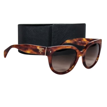 Prada - Brown Tortoise Rounded Cat Eye Sunglasses