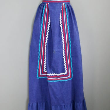 1970's- Rick Rack Maxi Skirt//Patio Skirt by "Denise are Here"- Size Small/Medium 