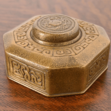 Tiffany Studios New York Zodiac Bronze Doré Inkwell