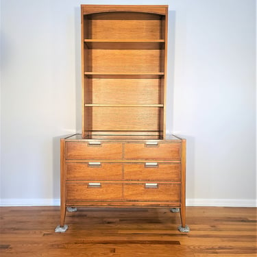 Mid Century Basic Witz Three Drawer Cabinet with Bookshelf 