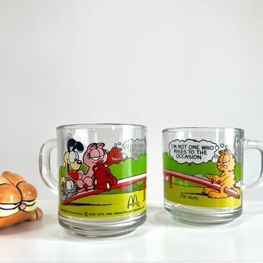 Vintage 1978 Garfield Glass Mug, McDonald's Collectibles, Made by Anchor Hocking 