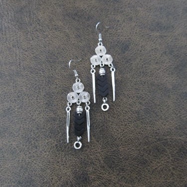Bohemian silver and black chandelier earrings 