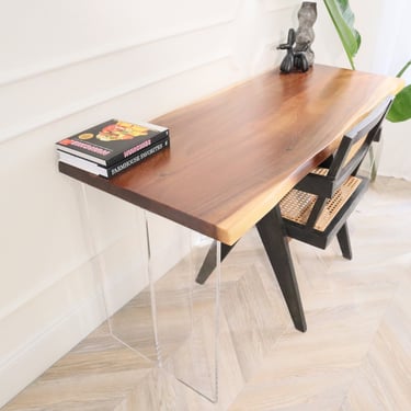 Executive Desk - Modern Desk with Clear Acrylic Legs 
