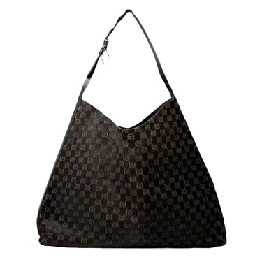 Gucci Brown Velvet Logo Jumbo Shoulder Bag