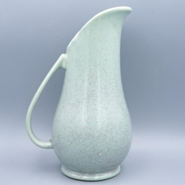 Brush Pottery Green Flecked Pitcher 932 | Vintage Turquoise Speckled Ewer 