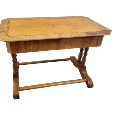 Scarce Biedermeier Period Continental Figured Maple Console Table 19th Century Antique Blonde Burl Wood Birdseye Maple Entry - Sofa Table 