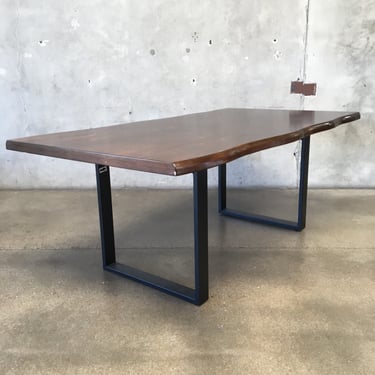 Wood Slab Dining Table With Black Base