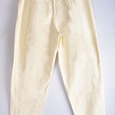 1980's The Limited Chino Trousers Vintage Ivory Cream Cotton Pants, Size 6 Women's Baggy Tapered Leg, High Rise Jeans 