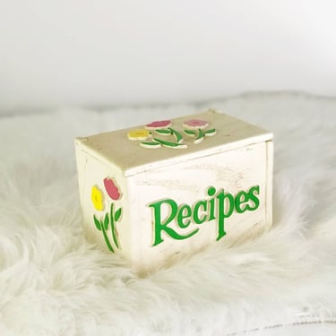 Vintage Flowers Recipe Box Cute Farmhouse Kitchen 