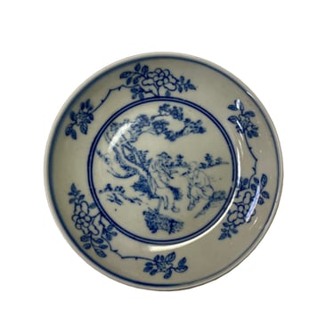 Chinese Blue White Tree Flower People Theme Porcelain Small Plate ws3191BE 