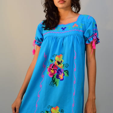 Hand Embroidered Mexican Huipil Dress 