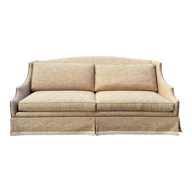 Ethan Allen Studded Track Arm Upholstered Skirted Sofa 