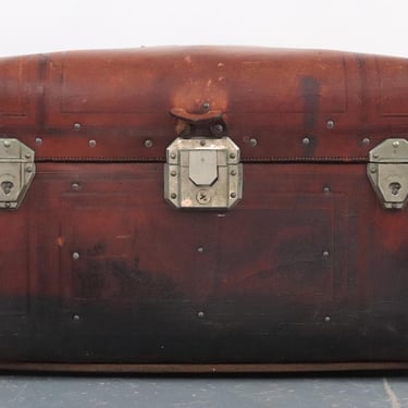 1860s George Burroughs &#038; Sons Leather Travel Trunk