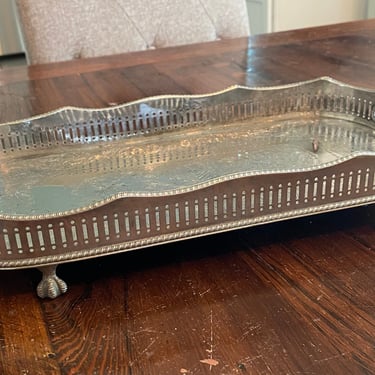 Vintage English Sheffield Silver on Copper Gallery Tray 