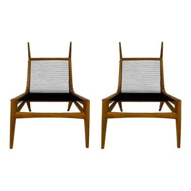 Modern Diablo Teak Lounge Chairs Pair