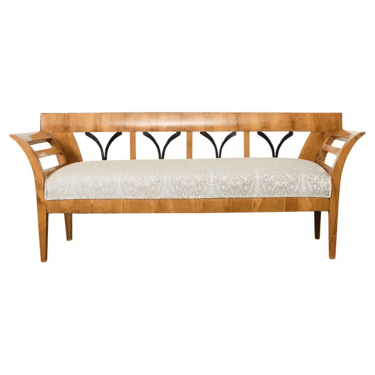 19th Century Swedish Neoclassical Style Birch Veneer Bench Seat