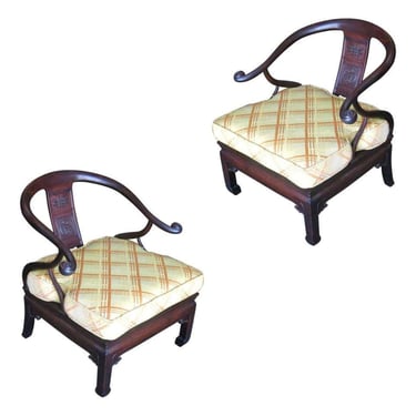 James Mont Style Horseshoe Lounge Chairs, Pair 