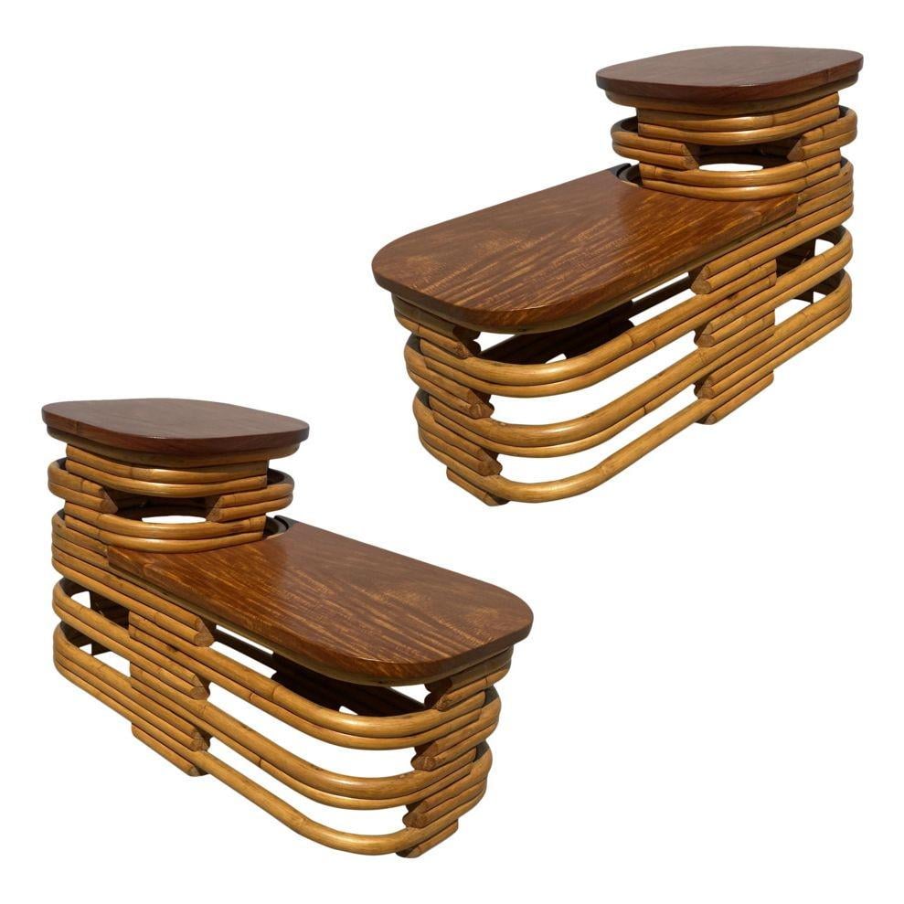 Restored Art Deco Two-Tier Stacked Rattan Side Table | Harvey's on ...