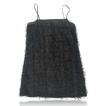 90s Black Fuzzy Mini Shift Dress Y2K  // Intimissimi // Size Small/Medium 