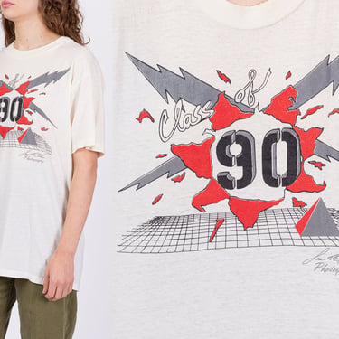 Vintage Class Of 1990 Reunion T Shirt - Men's Large, Women's XL | 90s Vaporwave Graphic High School Tee 