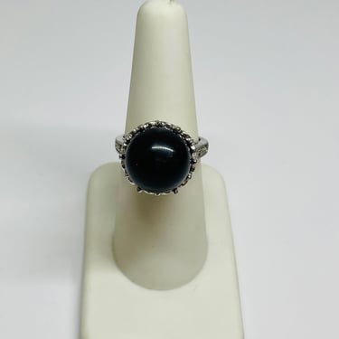 Silver Ring with Black Ball Stone