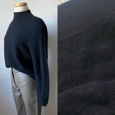 Vintage Cashmere Mockneck Sweater in Black 