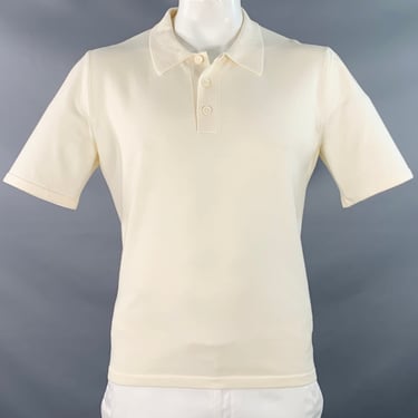 BOTTEGA VENETA Size XL Beige Wool Blend Jersey Short Sleeve Polo