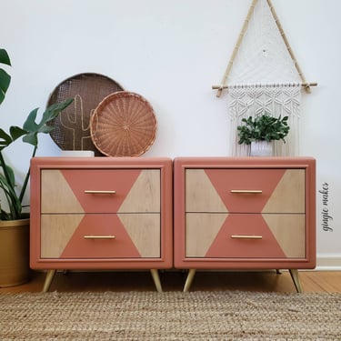 Refinished Modern Boho Nightstands ***please read ENTIRE listing prior to purchasing SHIPPING is NOT free 