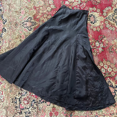 Authentic antique Victorian mourning black silk petticoat maxi length gothic prom XS 