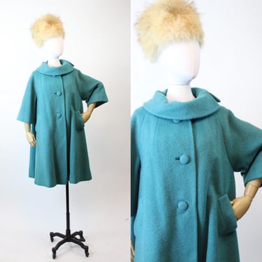 1960s 1965 LILLI ANN turquoise mohair coat | new fall winter 