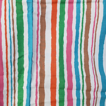 Vintage 1950's Stripe Fabric / 1960's Blue, Green, Brown, Pink Stripe Fabric 