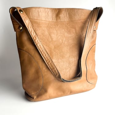 1990s Tan Leather Convertible Shoulder Bag