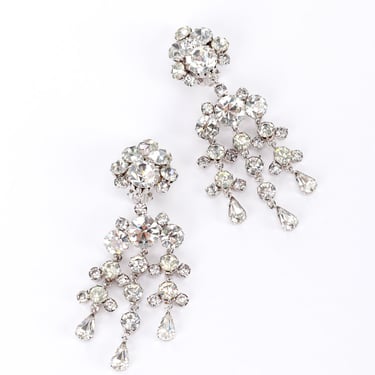 Rhinestone Cluster Waterfall Earrings