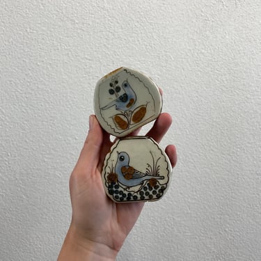 Vintage Ken Edwards Bird Round Salt and Pepper Shakers | Mexican Pottery | Made in Mexico 