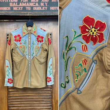 Vintage 1940’s “Sam A. Forman” Western Cowboy Cowgirl Wool Rockabilly Shirt, 40’s Snap Button Shirt, 40’s Ranchwear, Vintage Clothing 