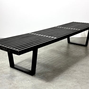 Vintage Early George Nelson Mid Century Modern Black Slat Bench for Herman Miller 1950s 