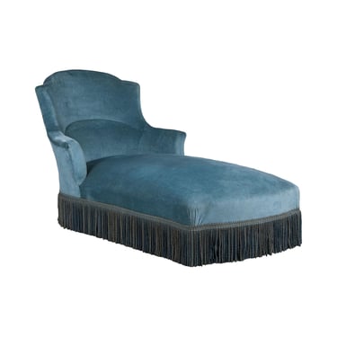 19th Century French Napoleon III Style Chaise Lounge W/ Blue Velvet 