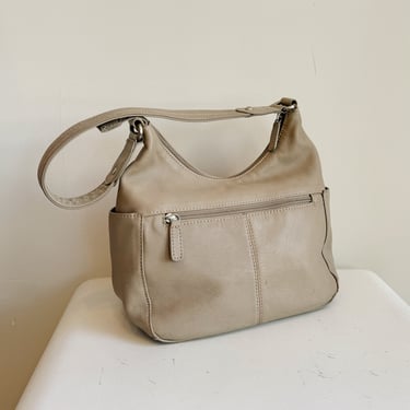 Dove Curved Leather Shoulder Bag